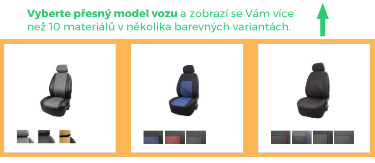 Výběr značky a modelu vozidla pro autopotahy