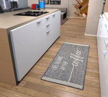 Běhoun Cucina Life Begins After Coffee 105627 Grey Cream