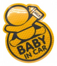 Dekor samolepící BABY IN CAR žlutý