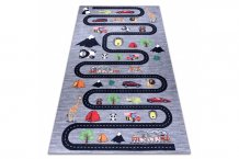 Dětský kusový koberec Bambino 2092 Streets cars anthracite