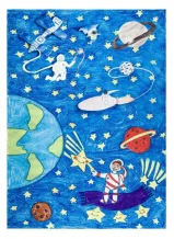 Dětský kusový koberec Bambino 2265 Rocket Space blue
