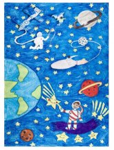 Dětský kusový koberec Bambino 2265 Rocket Space blue