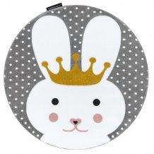Dětský kusový koberec Petit Bunny grey kulatý