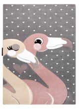 Dětský kusový koberec Petit Flamingos hearts grey