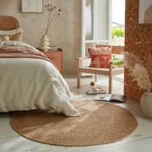 Kusový koberec Capri Jute Natural/Coral kruh