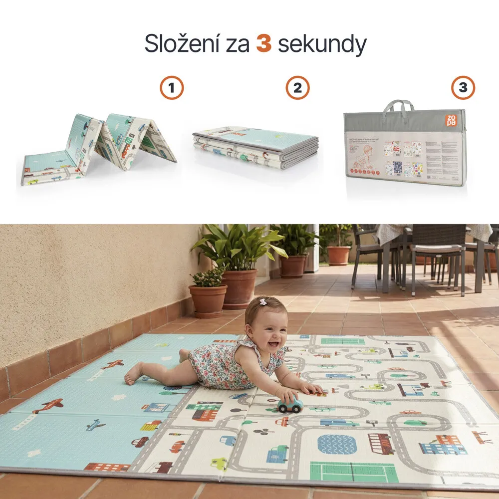 Multifunkční pěnová skládací podložka oboustranná CITY