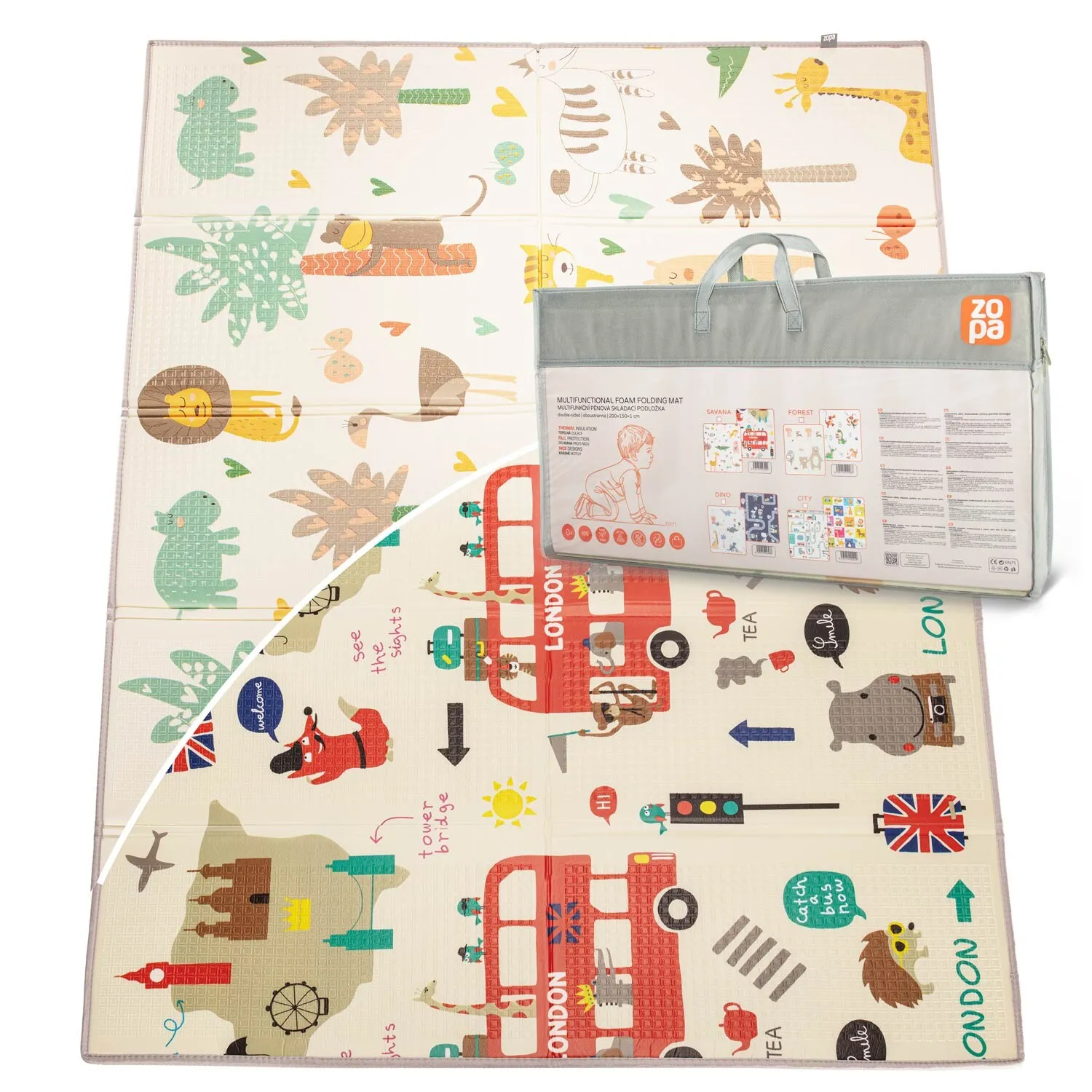 Multifunkční pěnová skládací podložka oboustranná SAVANA