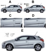 Ochranné boční lišty dveří Toyota Aygo, 2005, 3 dveř.