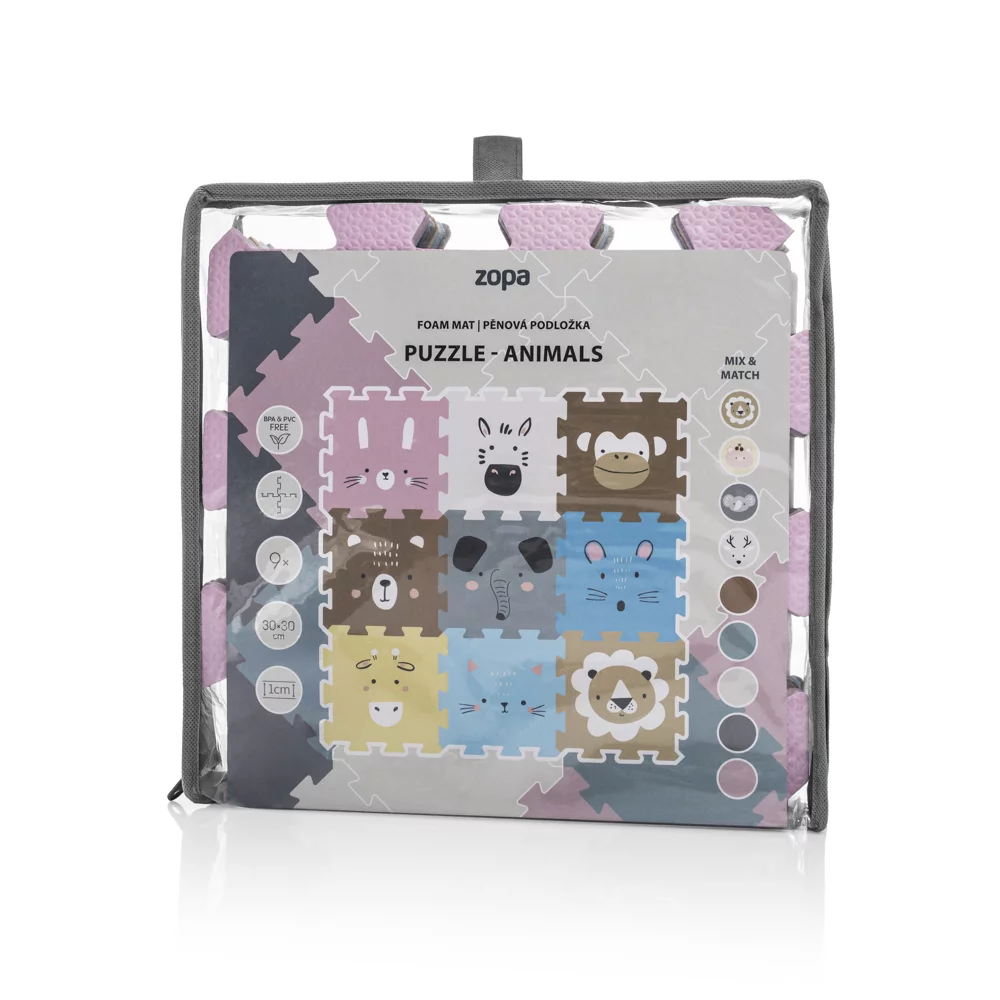 Pěnová podložka Puzzle 30x30 cm 9ks ANIMALS