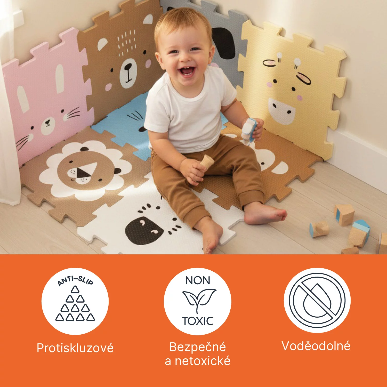 Pěnová podložka Puzzle 30x30 cm 9ks ANIMALS