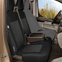 Přesné autopotahy Ford Transit Custom 2024- (dvojité sedadlo spolujezdce, se stolkem)
