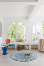 Přírodní koberec, ručně tkaný Round ABC Vintage Blue-Natural