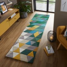 Ručně všívaný běhoun Illusion Prism Green/Multi