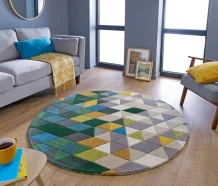 Ručně všívaný kusový koberec Illusion Prism Green/Multi kruh